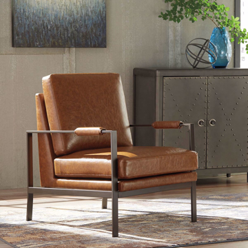Picture of Brown Faux Leather Accent Chair