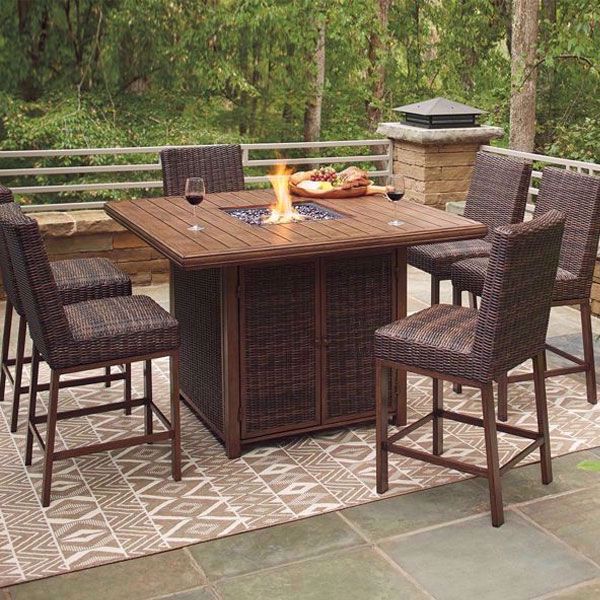 Denver 7 Piece Outdoor Firepit Table Set