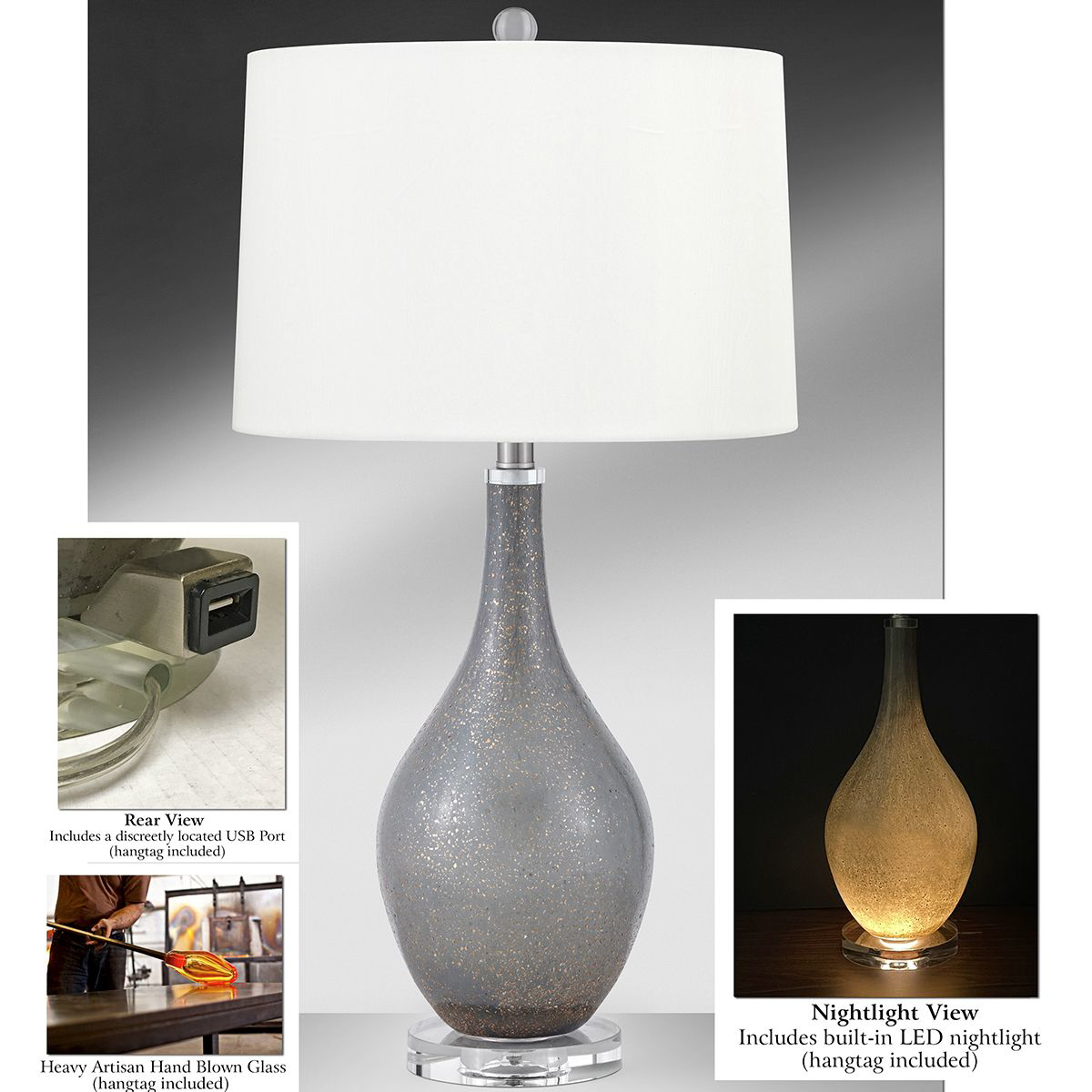 Picture of GRAY/GOLD FLECK GLS T-LAMP