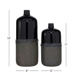 Picture of S/2 GRAY REACTIVE GLS VASES