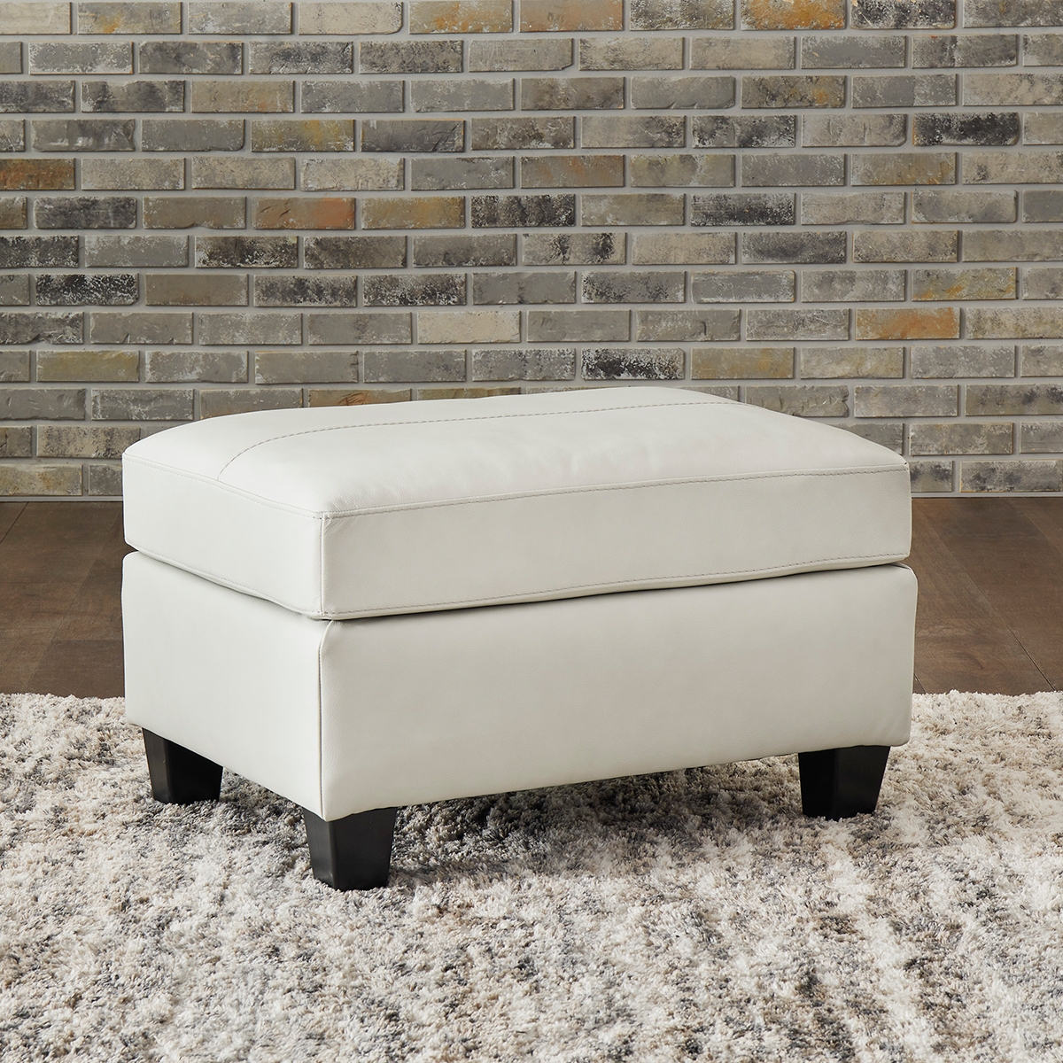 Picture of GENEVA WHITE LEATHER OTTOMAN