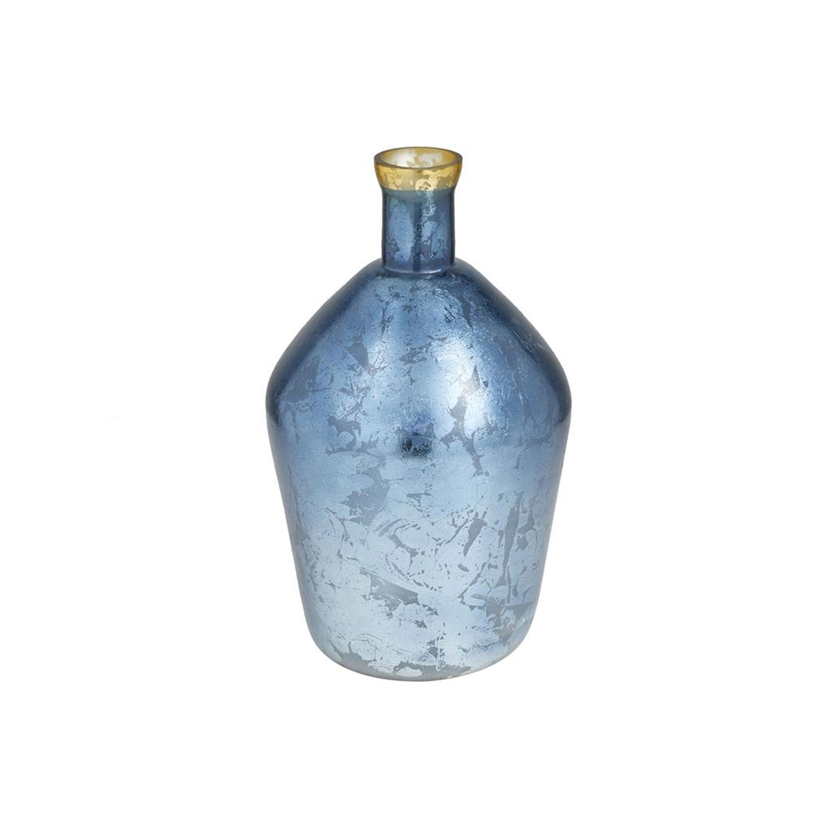 Picture of BLUE GLASS GOLD RIM 15" VASE