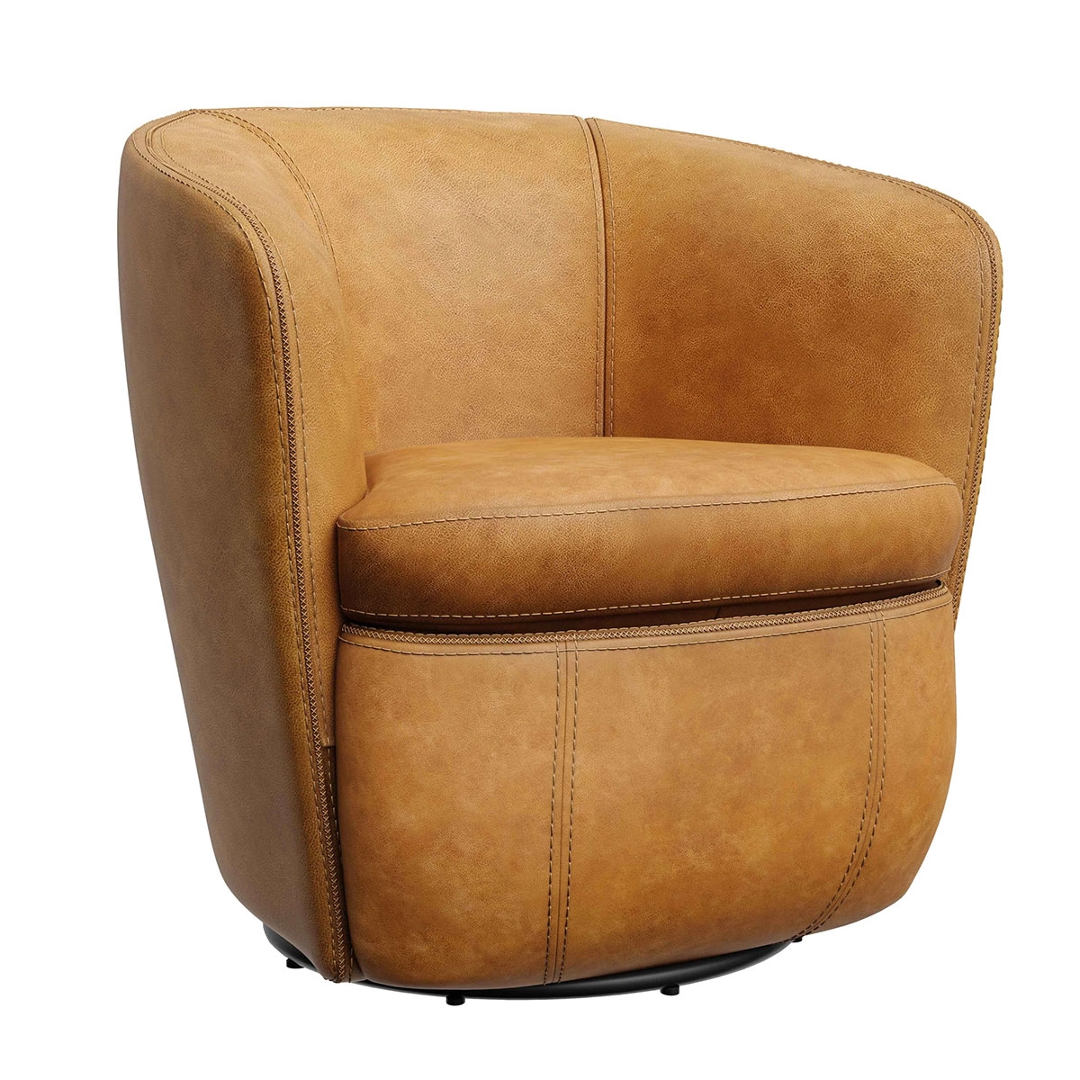 Picture of BAROLO CARAMEL LEATHER SWIVEL CHAIR