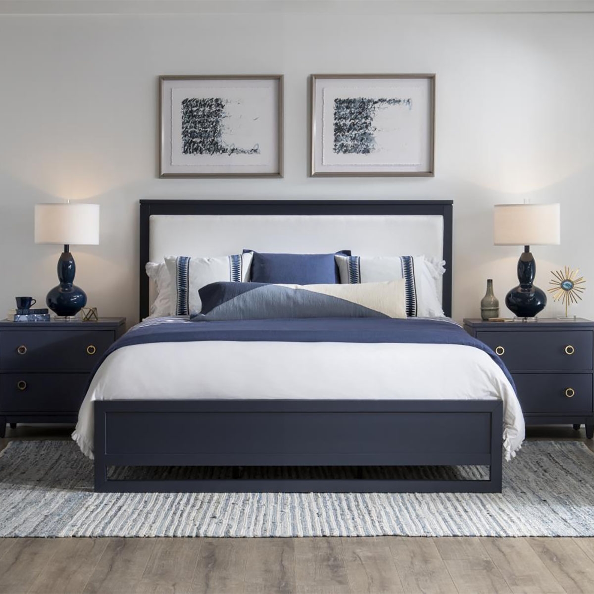 Picture of SUMMERLAND BLUE UPHOLSTERED QUEEN BED