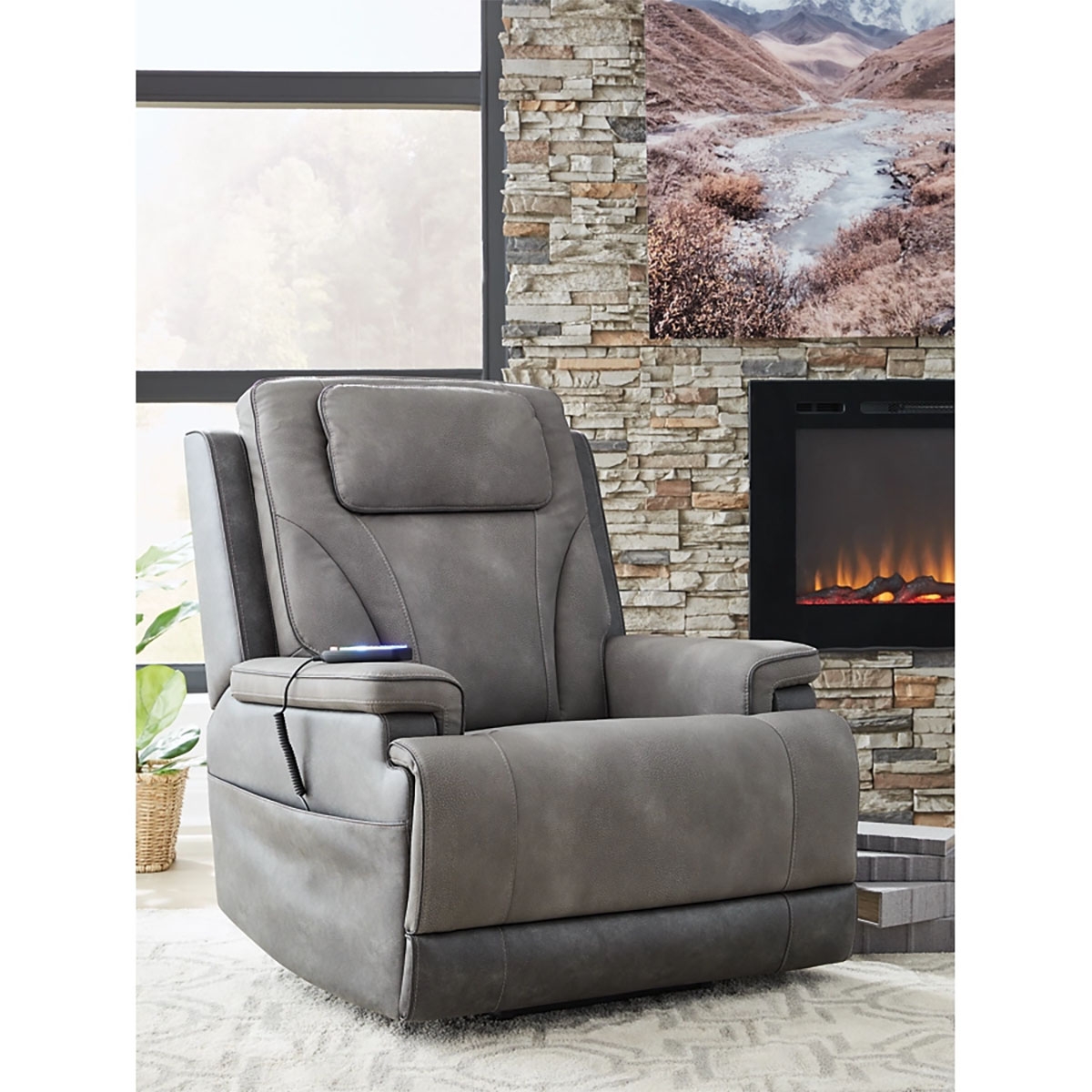 Picture of 4Z PEACEFUL PAUSE LIFT RECLINER W/POWER HEADREST/LUMABR  IN SLATE
