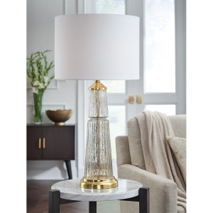 Picture of BAKERSBORO GOLD ACCENT GLASS TABLE LAMP