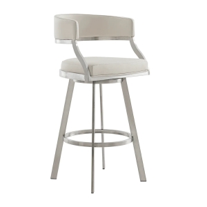 Picture of SATURN CREAM LEATHER & STEEL SWIVEL COUNTER STOOL