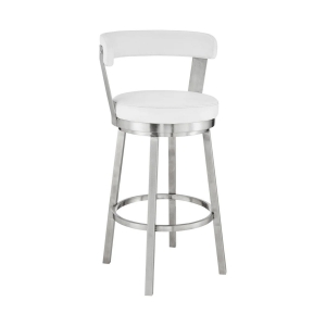 Picture of BRYANT FAUX WHITE LEATHER & STEEL COUNTER STOOL