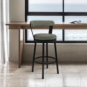 Picture of BRYANT FAUX GREY LEATHER & BLACK STEEL BAR STOOL