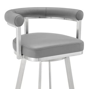 Picture of MAGNOLIA GREY LEATHER & STEEL BAR STOOL