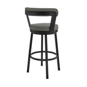 Picture of BRYANT FAUX GREY LEATHER & BLACK STEEL COUNTER STOOL
