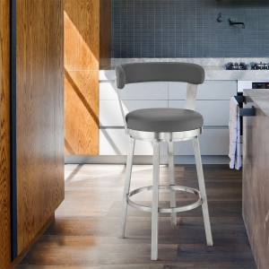 Picture of BRYANT FAUX GREY LEATHER & STEEL COUNTER STOOL