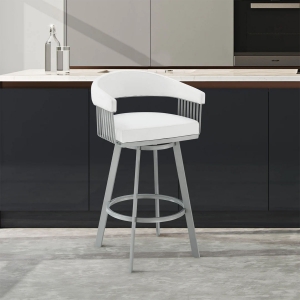 Picture of CHELSEA WHITE LEATHER & STEEL COUNTER STOOL