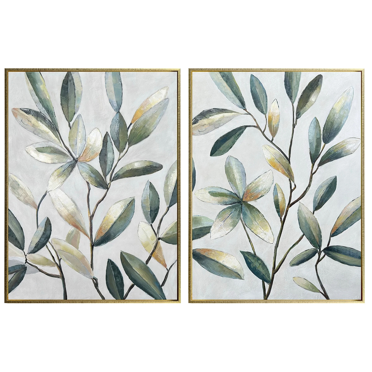 Picture of ELEGANT LEAVES S/2 FRM CANVAS