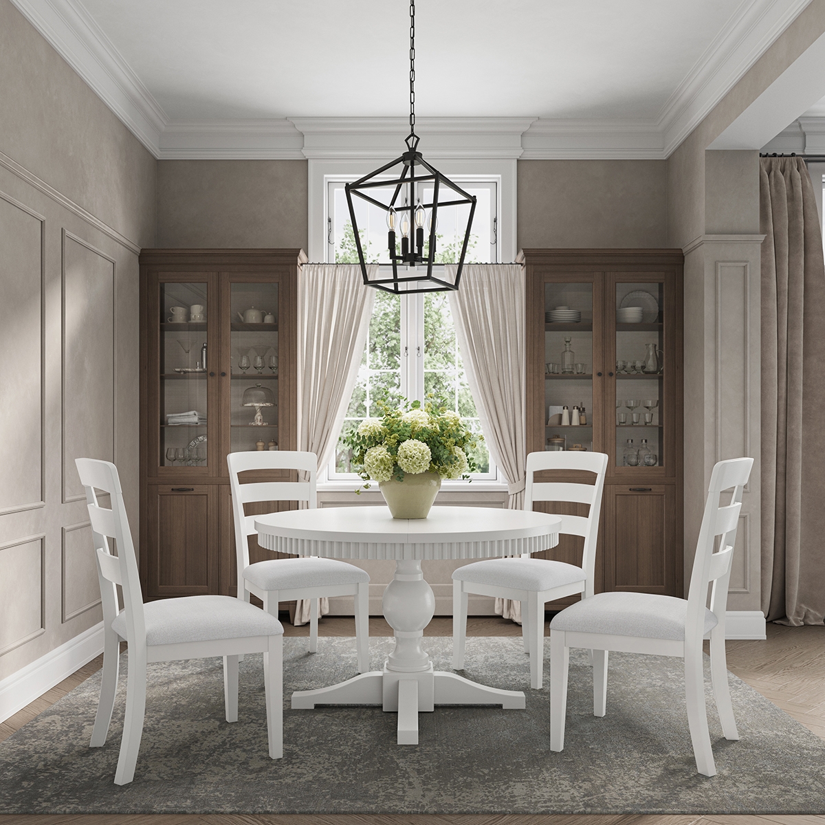 Picture of WESTPORT WHITE 48" ROUND 5 PIECE DINING SET