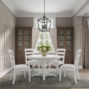 Picture of WESTPORT WHITE 48" ROUND 5 PIECE DINING SET