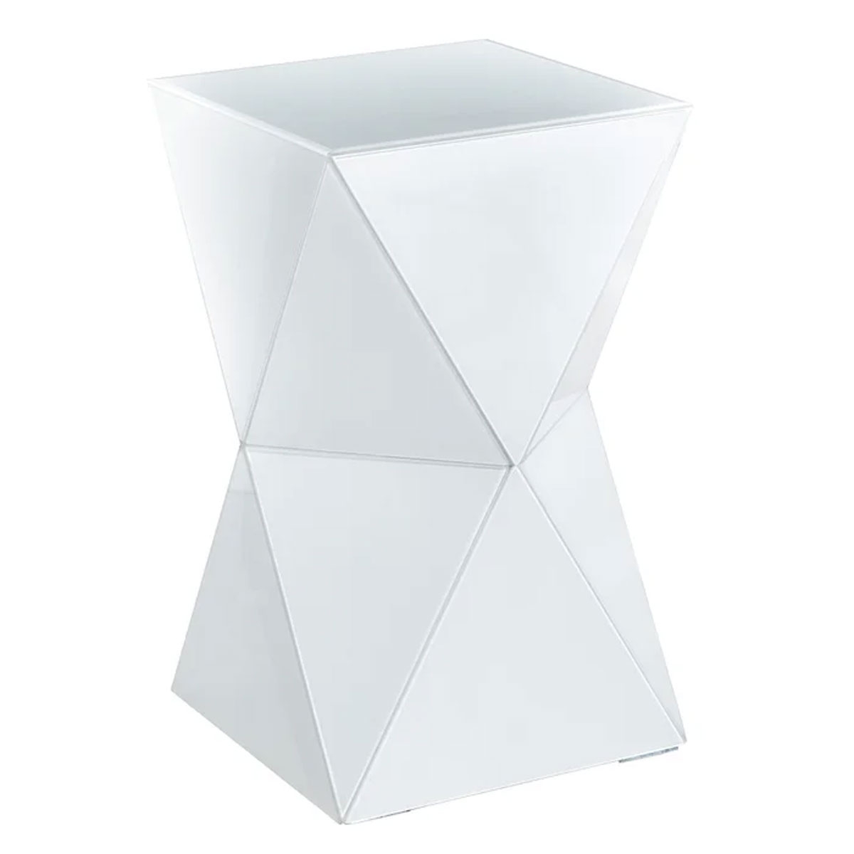 Picture of WHITE GLASS GEO PEDESTAL TABLE