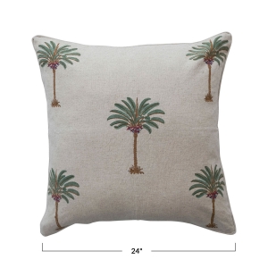 Picture of 24" PALM LINEN BLOCK PILLOW