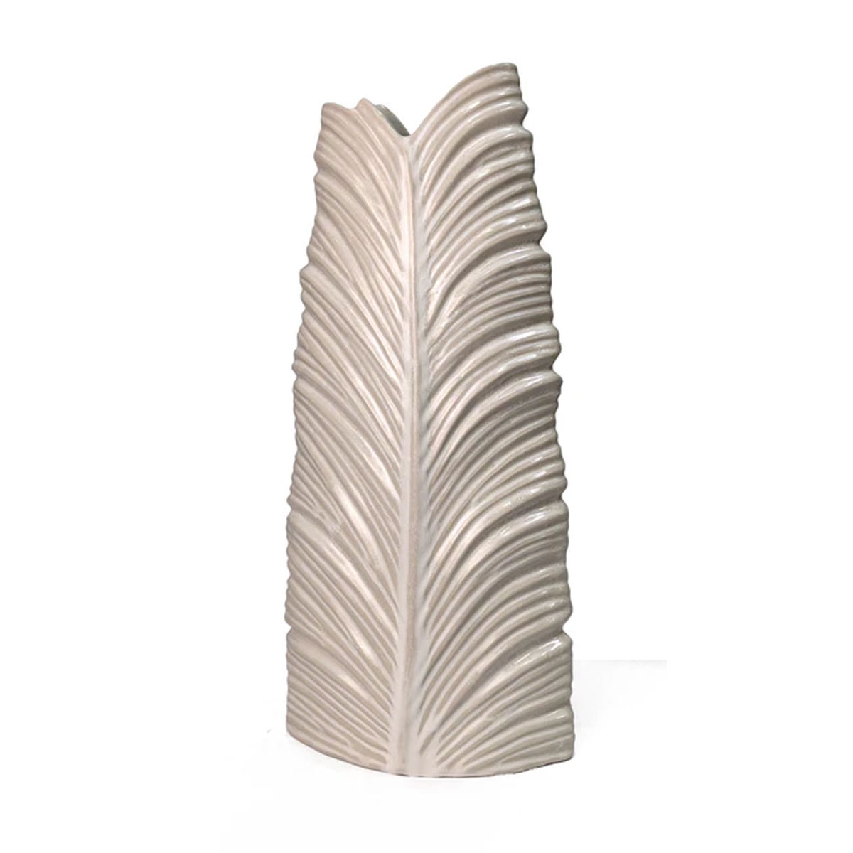 Picture of TROPICAL WHT CER LEAF VASE-SM