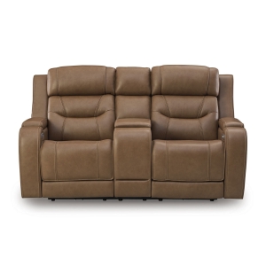 Picture of KNIGHTINGTON LOVESEAT W/ AUDIO & CONSOLE IN CARAMEL