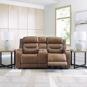 Picture of KNIGHTINGTON LOVESEAT W/ AUDIO & CONSOLE IN CARAMEL