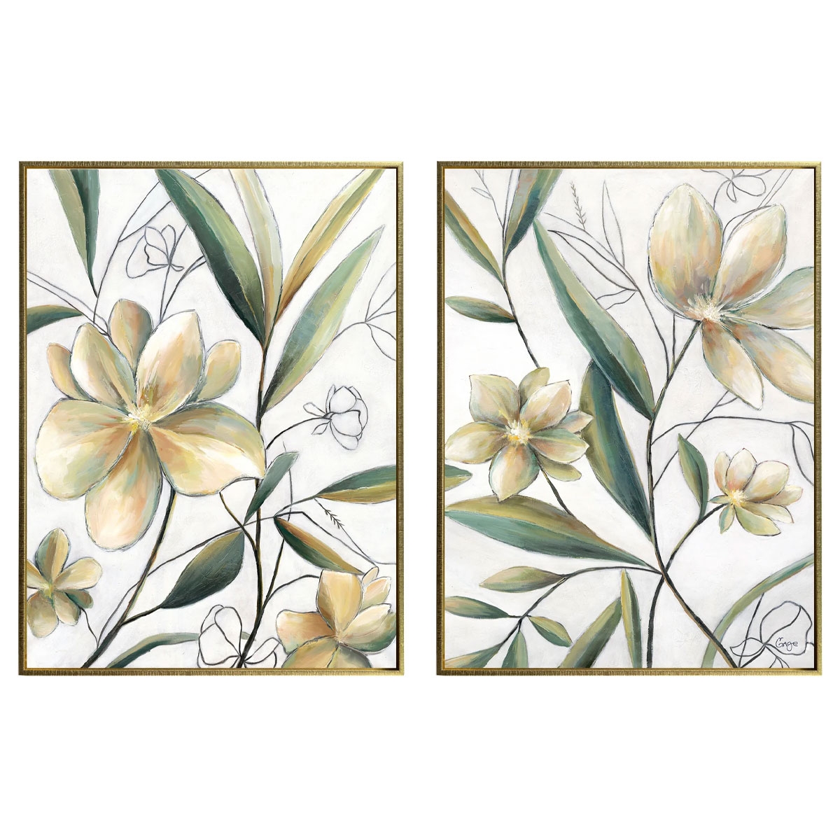 Picture of S/2 BOTANICAL SKETCH FRM ART