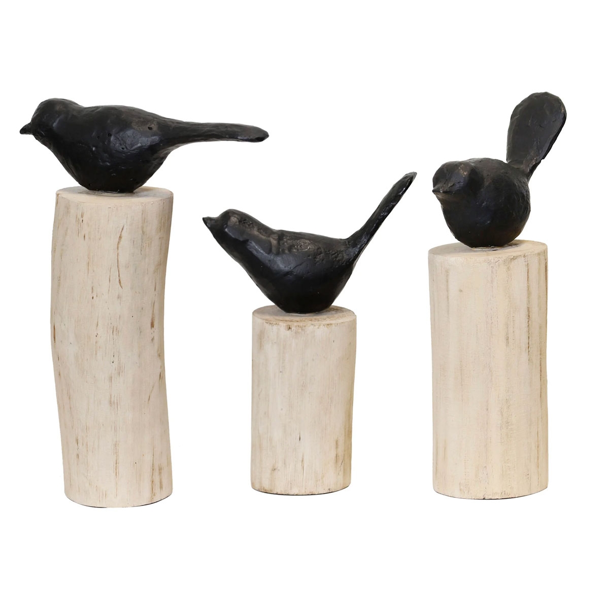 Picture of S/2 BLK BIRDS ON WOOD BASE